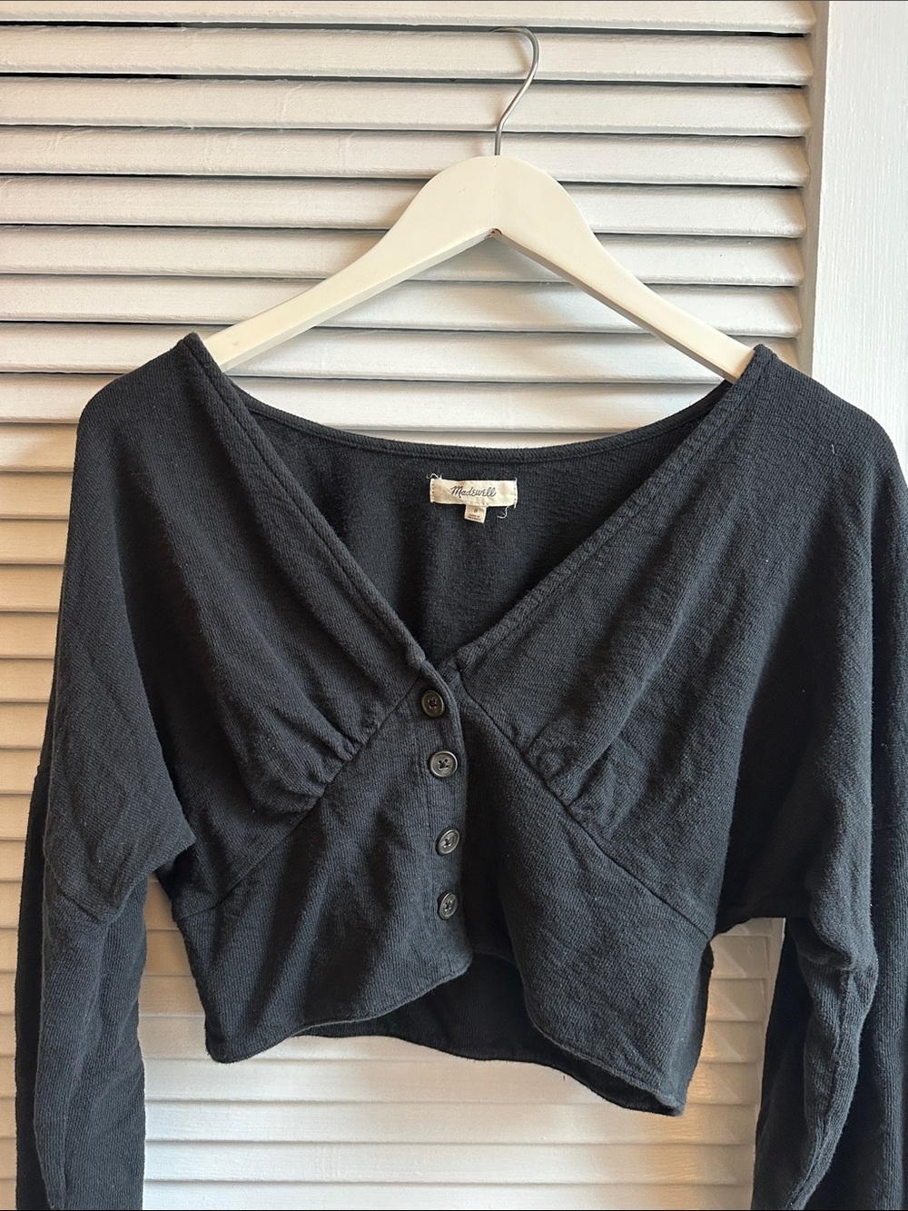 Madewell Women’s Black Button-Front Cropped Top